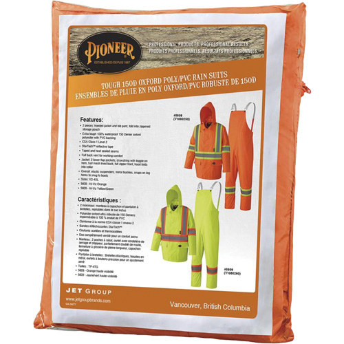 5608 Combinaison de pluie imperm&eacute;able 210D, Polyester/PVC, Petit, Orange haute visibilit&eacute; Pathway Supply LP