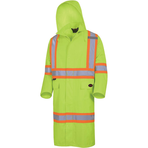 5631 The Rock 300D Waterproof Long Coat, Polyester, Small, High Visibility Lime-Yellow Pathway Supply LP