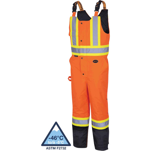 5040BB Waterproof Quilted Bib Pants, Polyester, X-Small, Black/High Visibility Orange Pathway Supply LP