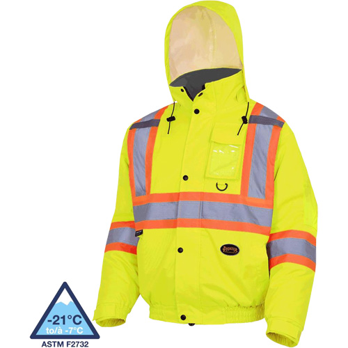 5033 Waterproof Winter Quilted Safety Bomber Jacket, Polyester, High Visibility Lime-Yellow, Small Pathway Supply LP