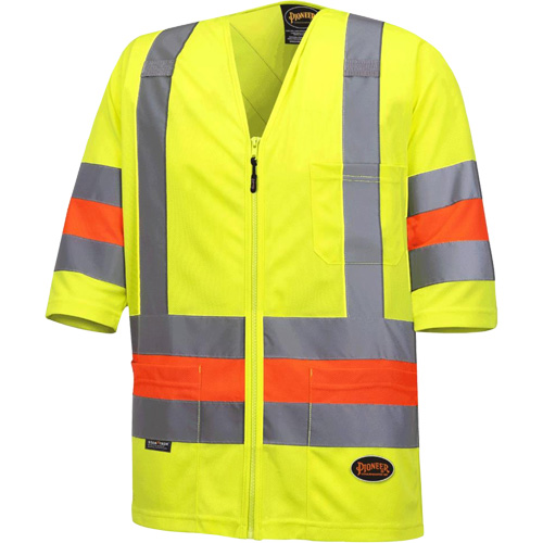 6019 Chandail de circulation &agrave; manches courtes  Qu&eacute;bec, Polyester, T-petit, Jaune lime haute visibilit&eacute; Pathway Supply LP