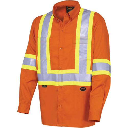 4441 Chemise de s&eacute;curit&eacute; &agrave; manches longues ultra respirante, Coton, Petit, Orange haute visibilit&eacute; Pathway Supply LP