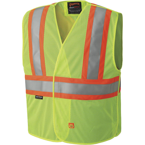 6916A Flame Resistant Safety Vest, High Visibility Lime-Yellow, Medium/Small, Polyester Pathway Supply LP