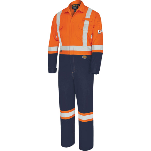 7702BB FR-Tech&reg; 2-Tone Safety Coverall, Size 36, Navy Blue/Orange, 10 cal/cm² Pathway Supply LP
