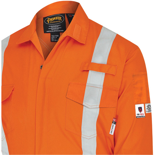 7702BB FR-Tech&reg; 2-Tone Safety Coverall, Size 36, Navy Blue/Orange, 10 cal/cm² Pathway Supply LP
