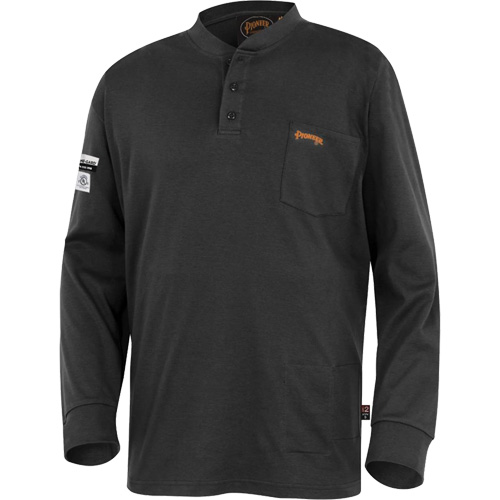 332 Chandail Henley en tricot interlock ignifuge, Petit, Noir Pathway Supply LP
