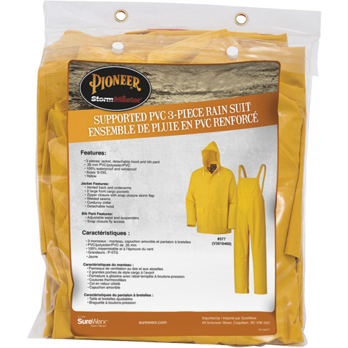 577 3-Piece Rain Suit, Polyester/PVC, 6X-Large, Yellow Pathway Supply LP