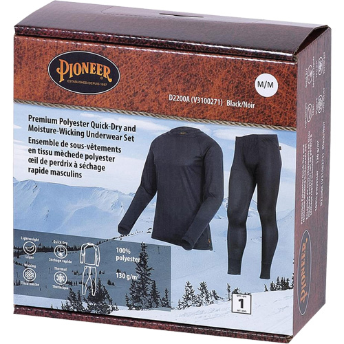 D2200A Premium Quick-Dry & Moisture-Wicking Underwear Set, Men's, X-Small, Black Pathway Supply LP