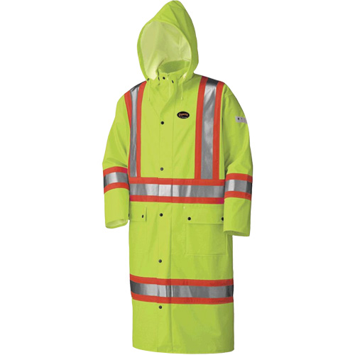5897 Manteau long imperm&eacute;able et ignifuge, Grand, Jaune lime haute visibilit&eacute; Pathway Supply LP