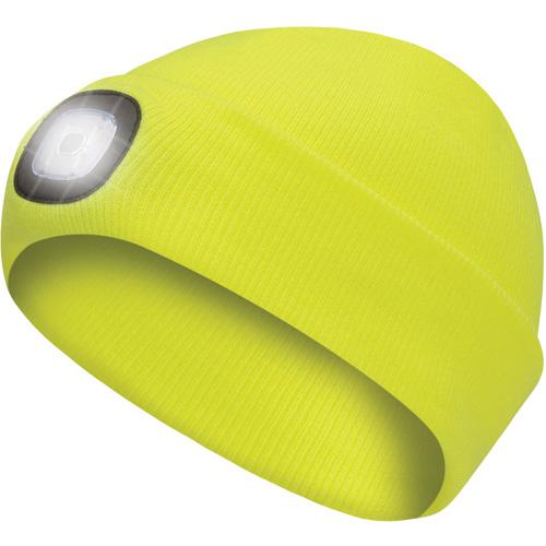 5676 Knit Toque with LED Headlight, Fleece Lining, One Size, High Visibility Yellow Pathway Supply LP