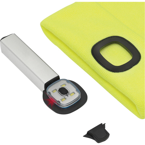 5676 Knit Toque with LED Headlight, Fleece Lining, One Size, High Visibility Yellow Pathway Supply LP