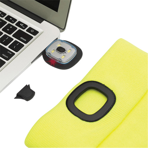 5676 Knit Toque with LED Headlight, Fleece Lining, One Size, High Visibility Yellow Pathway Supply LP