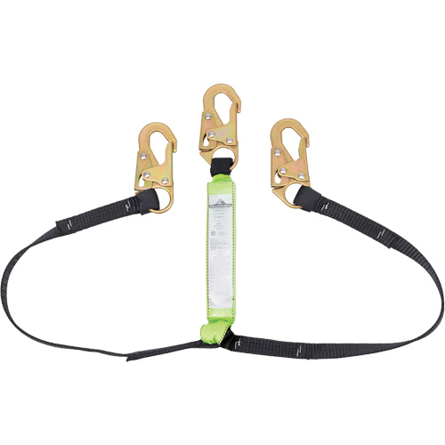SA-64000-6 Shock Absorbing Lanyard, 6', Snap Hook Center, Snap Hook Leg Ends, Polyester Pathway Supply LP