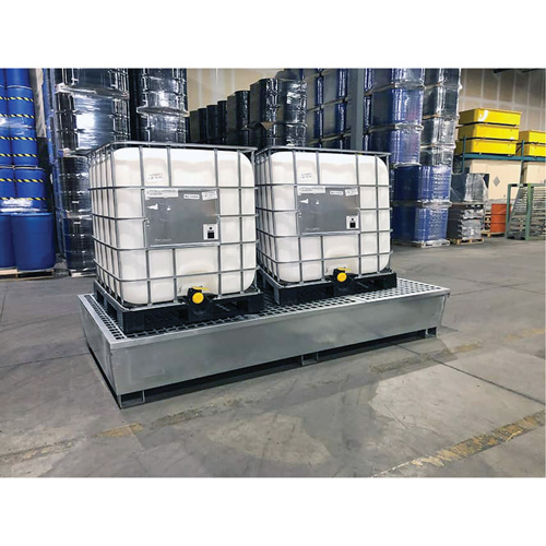 Ultra-Twin IBC Spill Pallet en acier, Capacit&eacute; de d&eacute;versement 370 gal. US, 103,8" x 26,8" x 51,1" Pathway Supply LP