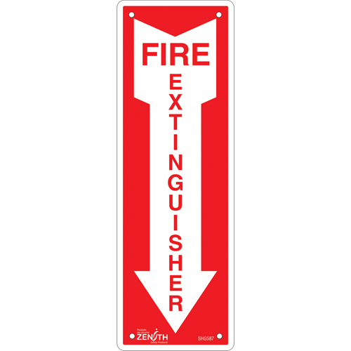 Enseigne Fire Extinguisher, 12" x 4", Aluminium, Anglais avec pictogramme Pathway Supply LP