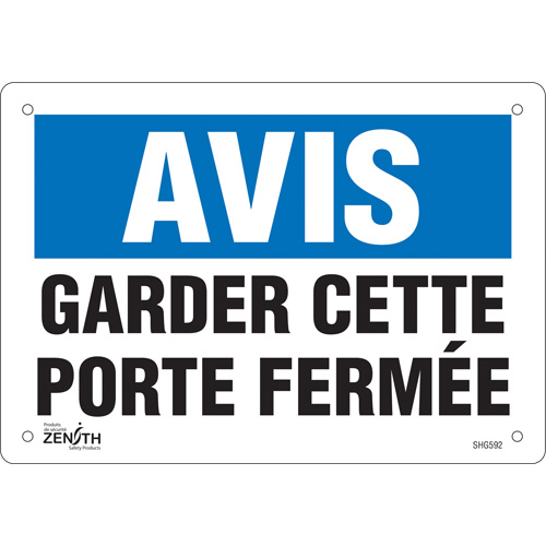 "Porte ferm&eacute;e" Sign, 7" x 10", Vinyl, French Pathway Supply LP