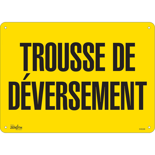 "Trousse de d&eacute;versement" Sign, 10" x 14", Plastic, French Pathway Supply LP