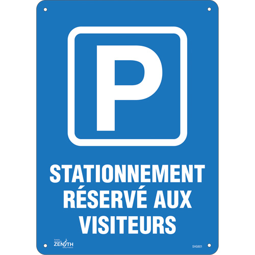 "Stationnement r&eacute;serv&eacute; aux visiteurs" Sign, 10" x 14", Plastic, French with Pictogram Pathway Supply LP
