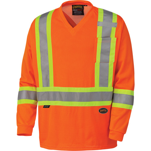 6984 Traffic Micro Mesh Long-Sleeved Safety Shirt, Small, High Visibility Orange Pathway Supply LP