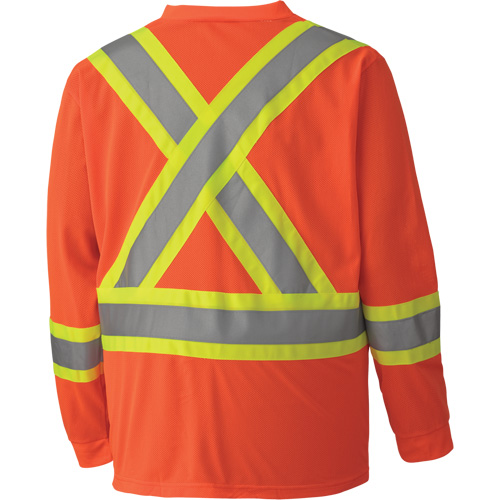6984 Traffic Micro Mesh Long-Sleeved Safety Shirt, Small, High Visibility Orange Pathway Supply LP