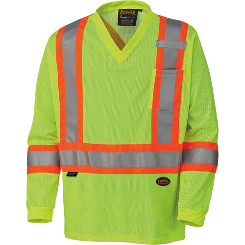 6985 Chandail de s&eacute;curit&eacute; &agrave; manches longues pour circulation en micromaille, Petit, Jaune lime haute visibilit&eacute; Pathway Supply LP