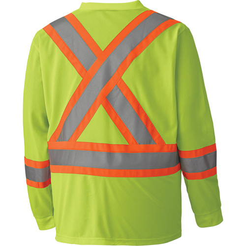 6985 Chandail de s&eacute;curit&eacute; &agrave; manches longues pour circulation en micromaille, Petit, Jaune lime haute visibilit&eacute; Pathway Supply LP