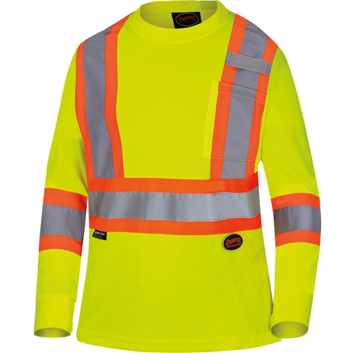 6969 Chandail de s&eacute;curit&eacute; &agrave; manches longues en il-de-perdrix pour femme, Polyester, T-petit, Jaune lime haute visibilit&eacute; Pathway Supply LP