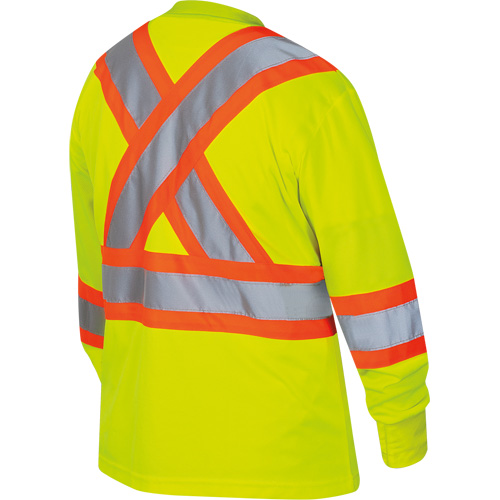 6969 Chandail de s&eacute;curit&eacute; &agrave; manches longues en il-de-perdrix pour femme, Polyester, T-petit, Jaune lime haute visibilit&eacute; Pathway Supply LP