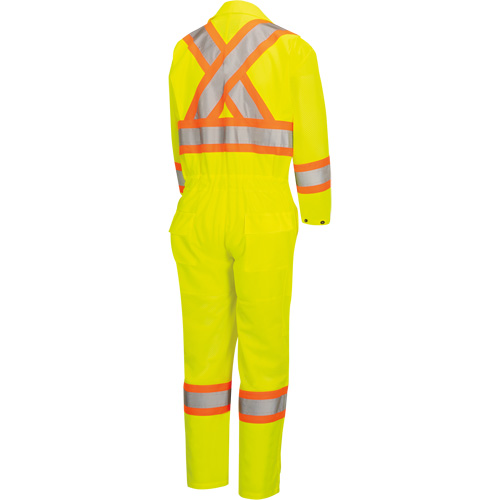 5999AW Women's High-Visibility Traffic Safety Coveralls, X-Small, High Visibility Lime-Yellow Pathway Supply LP