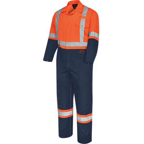 5514BBT 2-Tone Safety Coveralls with Zipper Closure, 40 (Tall), High Visibility Orange/Navy Blue Pathway Supply LP