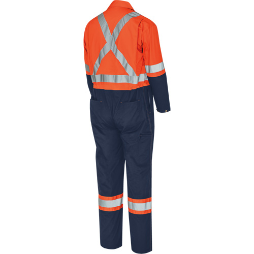 5514BBT 2-Tone Safety Coveralls with Zipper Closure, 40 (Tall), High Visibility Orange/Navy Blue Pathway Supply LP
