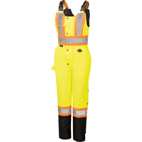 5041BBW Women's High-Visibility Waterproof Safety Overalls, Polyester, X-Small, Black/High Visibility Lime-Yellow Pathway Supply LP