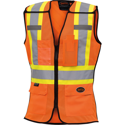 486 Women's High-Visibility Safety Tear-Away Vest, High Visibility Orange, X-Small, Polyester Pathway Supply LP