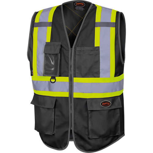 6959BK Veste de s&eacute;curit&eacute; haute visibilit&eacute; en tricot chaîne avec fermeture &agrave; glissi&egrave;re, Noir, T-petit, Polyester Pathway Supply LP