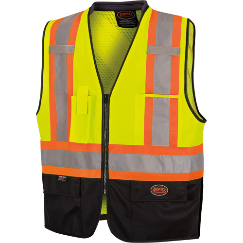 6895 Veste de s&eacute;curit&eacute; haute visibilit&eacute; bicolore avec fermeture &agrave; glissi&egrave;re sur tout le devant, Noir/Jaune lime haute visibilit&eacute;, 2T-Grand/3T-Grand, Polyester Pathway Supply LP