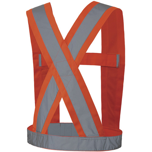 5491 High-Visibility 4" Wide Adjustable Safety Sash, Meets/Exceeds CSA Z96 Class 2 - Level 2, High Visibility Orange, Silver Reflective Colour, One Size Pathway Supply LP