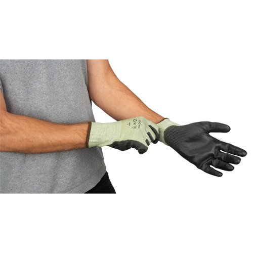 Eco-Friendly Seamless Cut-Resistant Gloves, Size 7, 13 Gauge, Polyurethane Coated, HPPE/RPET Shell, ASTM ANSI Level A4 Pathway Supply LP