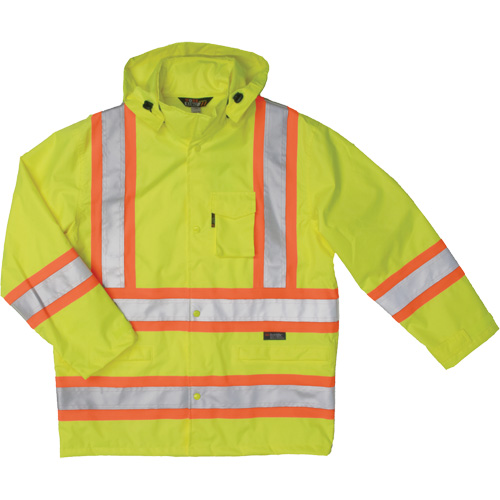 Ripstop Safety Rain Jacket, Polyester, Small, High Visibility Lime-Yellow Pathway Supply LP