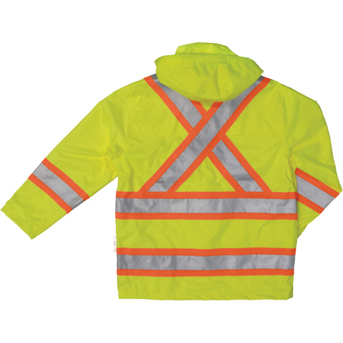 Ripstop Safety Rain Jacket, Polyester, Small, High Visibility Lime-Yellow Pathway Supply LP