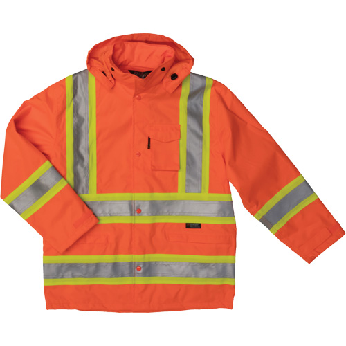 Ripstop Safety Rain Jacket, Polyester, X-Large, High Visibility Orange Pathway Supply LP