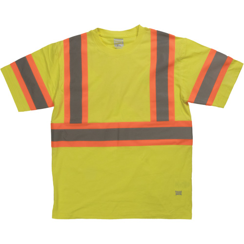 Short Sleeve Safety T-Shirt, Cotton, X-Small, High Visibility Lime-Yellow Pathway Supply LP