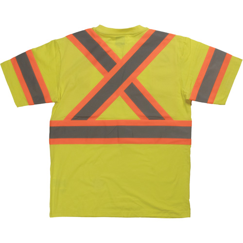 Short Sleeve Safety T-Shirt, Cotton, X-Small, High Visibility Lime-Yellow Pathway Supply LP
