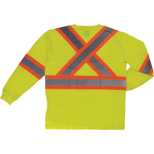 Long Sleeve Safety T-Shirt, Cotton, X-Small, High Visibility Lime-Yellow Pathway Supply LP