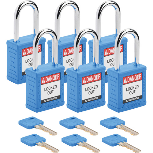 Cadenas de verrouillage Velocity, Bleu, Cl&eacute;s identiques, Nylon, Largeur de 1-1/2" Pathway Supply LP