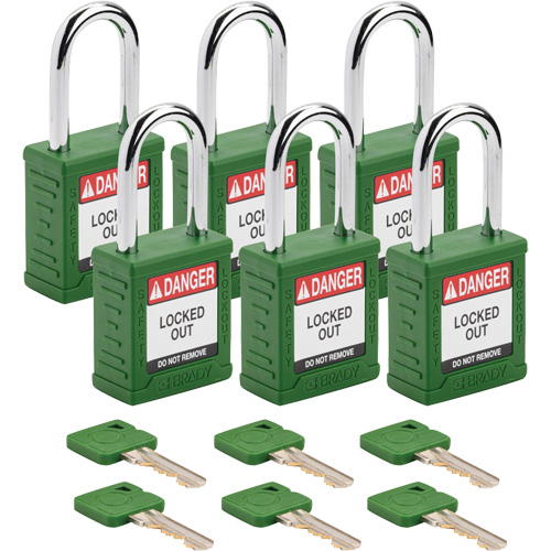 Velocity Lockout Padlocks, Green, Keyed Different, Nylon, 1-1/2" Width Pathway Supply LP