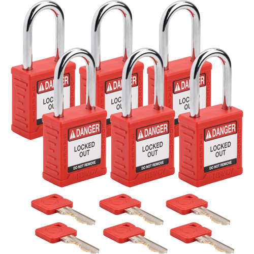 Cadenas de verrouillage Velocity, Rouge, Cl&eacute;s identiques, Nylon, Largeur de 1-1/2" Pathway Supply LP