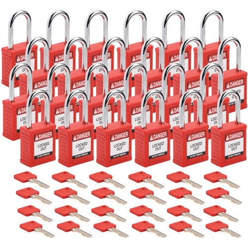 Cadenas de verrouillage Velocity, Rouge, Cl&eacute;s identiques, Nylon, Largeur de 1-1/2" Pathway Supply LP