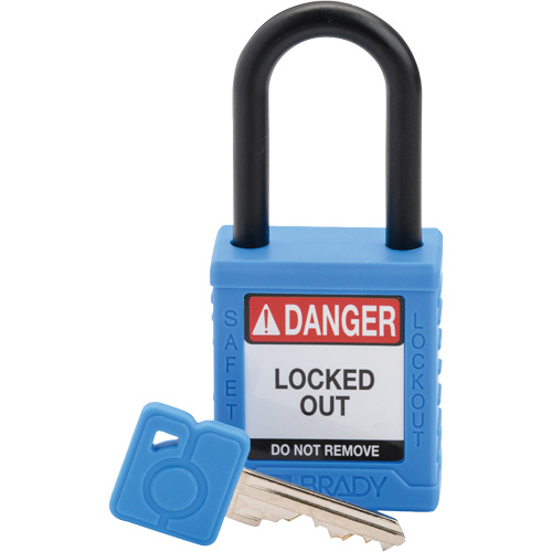 Cadenas de verrouillage de s&eacute;curit&eacute; Velocity, Bleu, Cl&eacute;s diff&eacute;rentes, Nylon, Largeur de 1-1/2" Pathway Supply LP