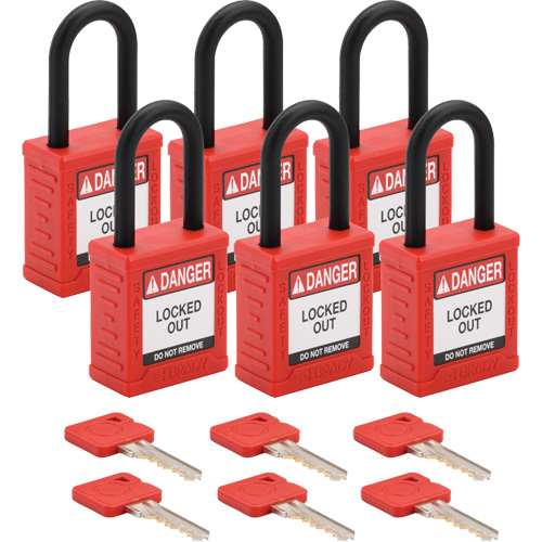 Velocity Lockout Padlocks, Red, Keyed Different, Nylon, 1-1/2" Width Pathway Supply LP