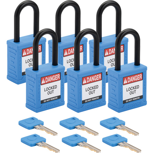 Velocity Lockout Padlocks, Blue, Keyed Different, Nylon, 1-1/2" Width Pathway Supply LP